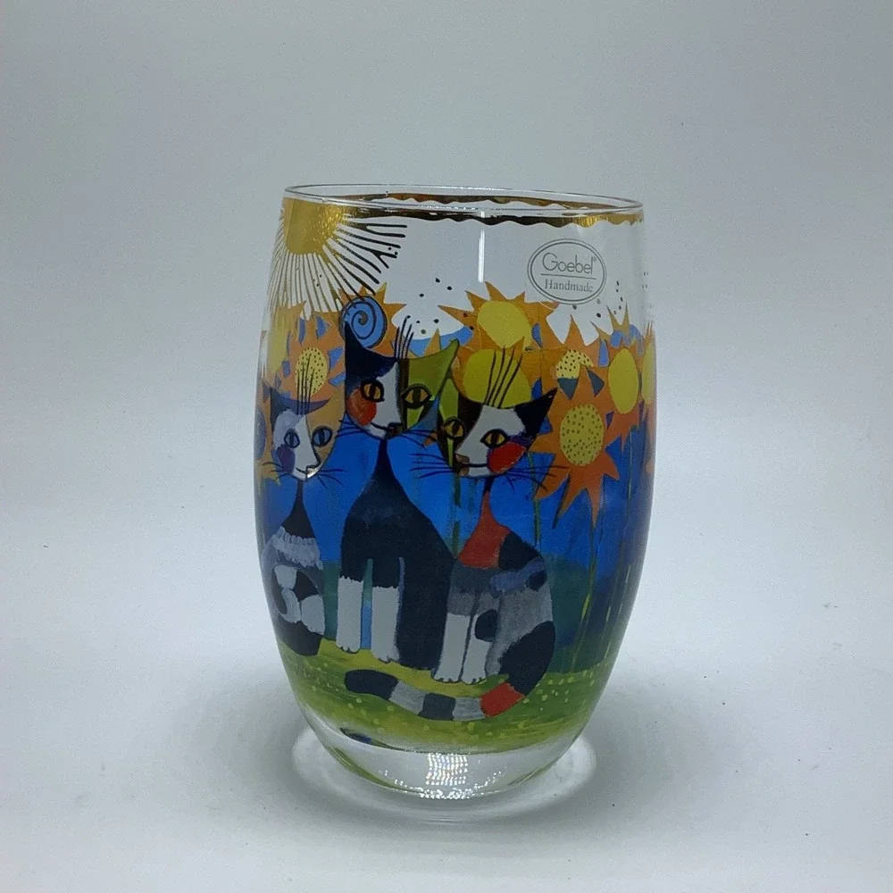 Goebel Handmade‎ Cat Sunflowers Rosina Wachtmeister Drinking Glass